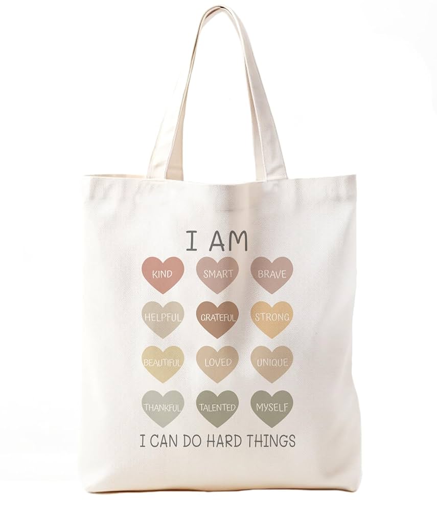 Amazon.com - Zeghk I Can Do Hard Things Tote Bag, Positive