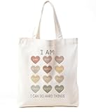 I Can Do Hard Things Tote Bag, Positive Affirmations Canvas Tote Bags for Women, Inspirational Motivational Gifts for Women, Reusable Grocery Bags Shopping Bags