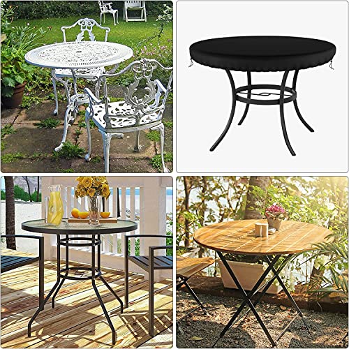 Delixike Housse de table de jardin ronde, extérieure, imperméable et indéchirable, facile à nettoyer, 140 cm de diamètre, noir – vue 6