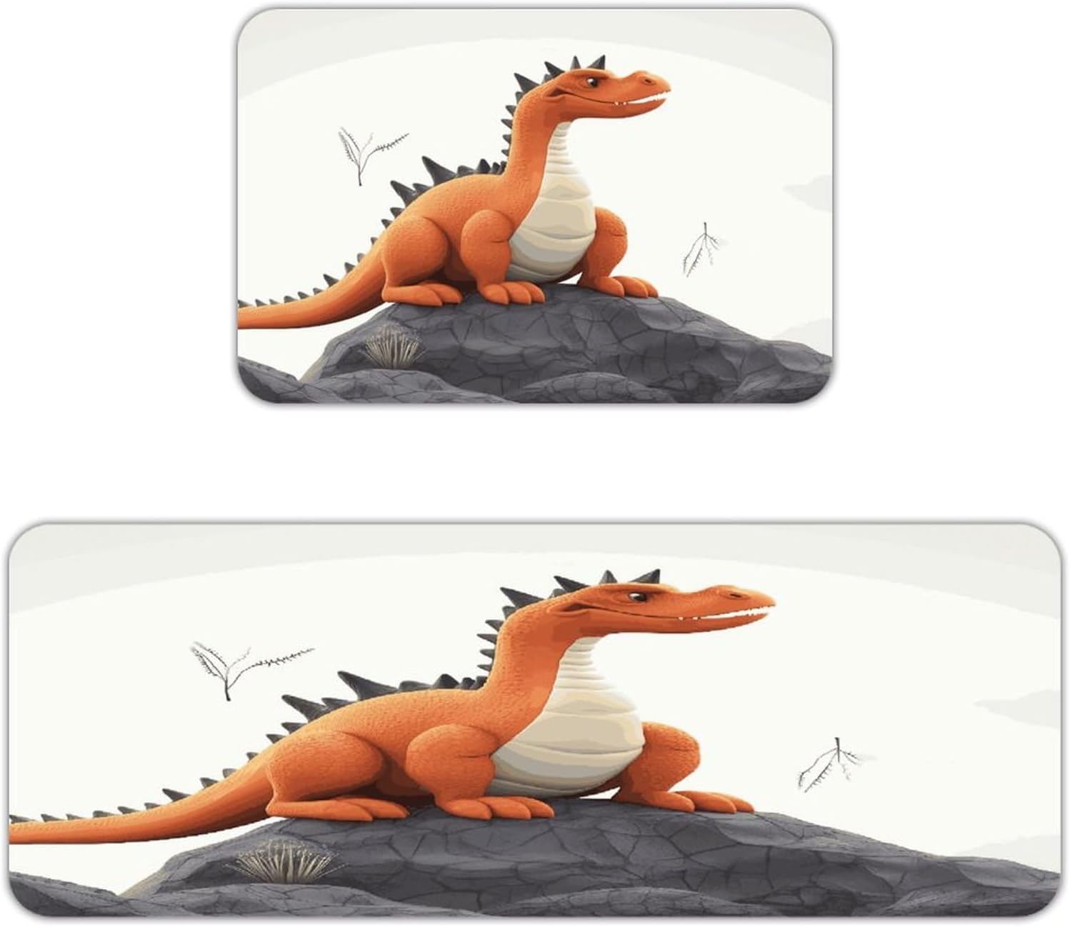 Funny Dragon Kitchen Mats with 2PCS Non-Slip Washable,Kitchen Rug Heavy Duty Durable, Floor Mats for Kitchen,Office,Sink,Laundry