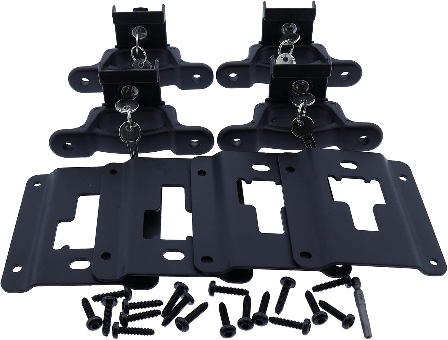 4PCS Truck Tie Down Anchors FL3Z-99000A64-B FL3Z-9928408-AB Compatible with Ford F150 F250 F350 & Raptor, 4 Tie Down Brackets & 4 Box Link Cleats