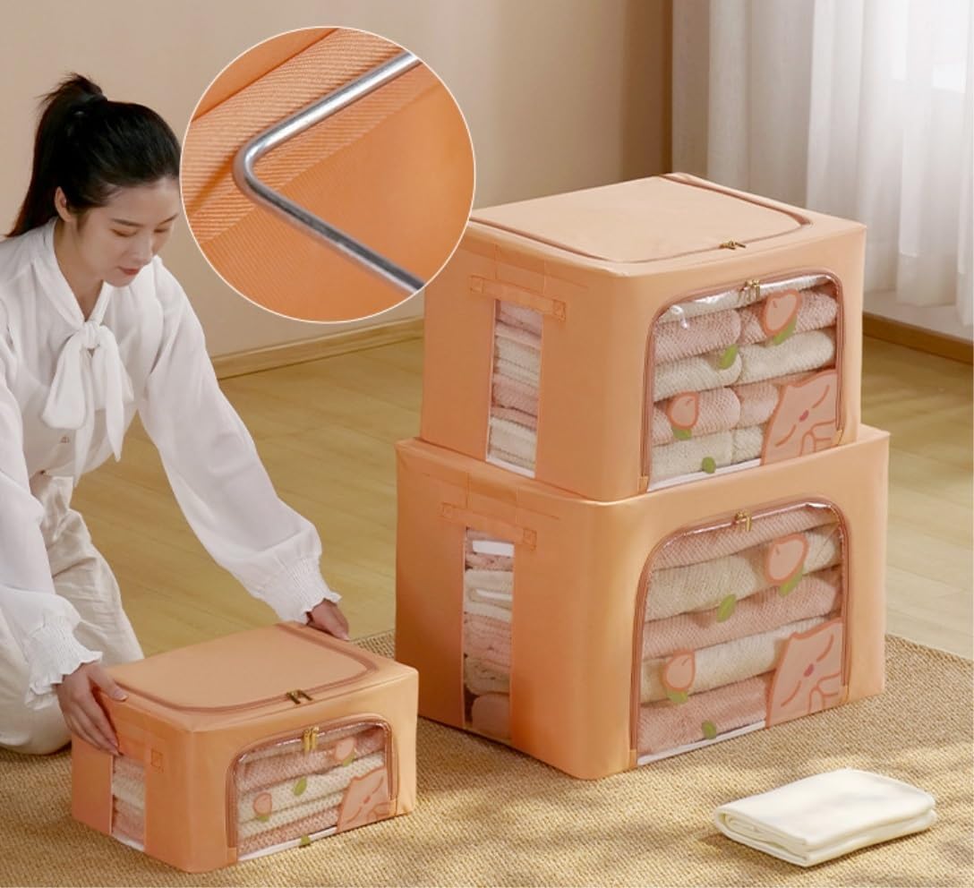 Storage Bins Storage Bags Foldable Container Bins for Clothes Comforter Blanket Sweater Pillows Organization Storage Container(Yellow,39 * 29 * 20cm)