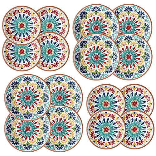 Purely Home Mediterranean - Outdoor/Camping/Picnic - Melamine/Plastic Dinner & Side Plate Set (Mediterranean, 4) (Mediterranean, 4) (Rio Medallion, 16)