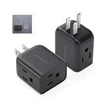 TROND Multi Plug Outlet Extender 2 Pack - Horizontal Electrical Wall Outlet Splitter, 3 Way Plug Extension Outlet Adapter, Multiple Plug Extender for Home Office Cruise Ship Essentials, Black