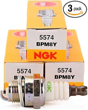 NGK BPM8Y V-Power Spark Plug 5574, Compatible with Select Echo and Shindaiwa Home and Garden Tools, Comer C51 Go-Karts 3 Pack