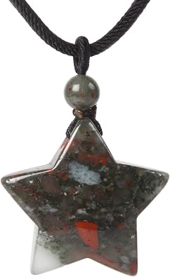 Justinstones 30mm Gemstone carved star pendant necklace 22"