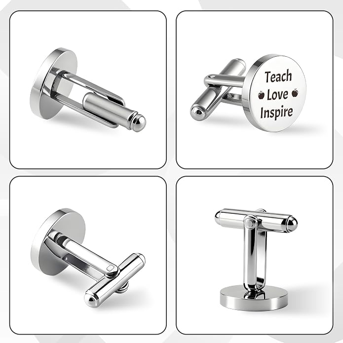 Appreciation Thank You Gifts Male Teacher Gifts for Men Stainless Steel Cuff Links Cufflink Christmas Gifts Birthday Presents for Music Math Teacher Teachers Day Valentines Graduation End of Year Gift miniatura 5