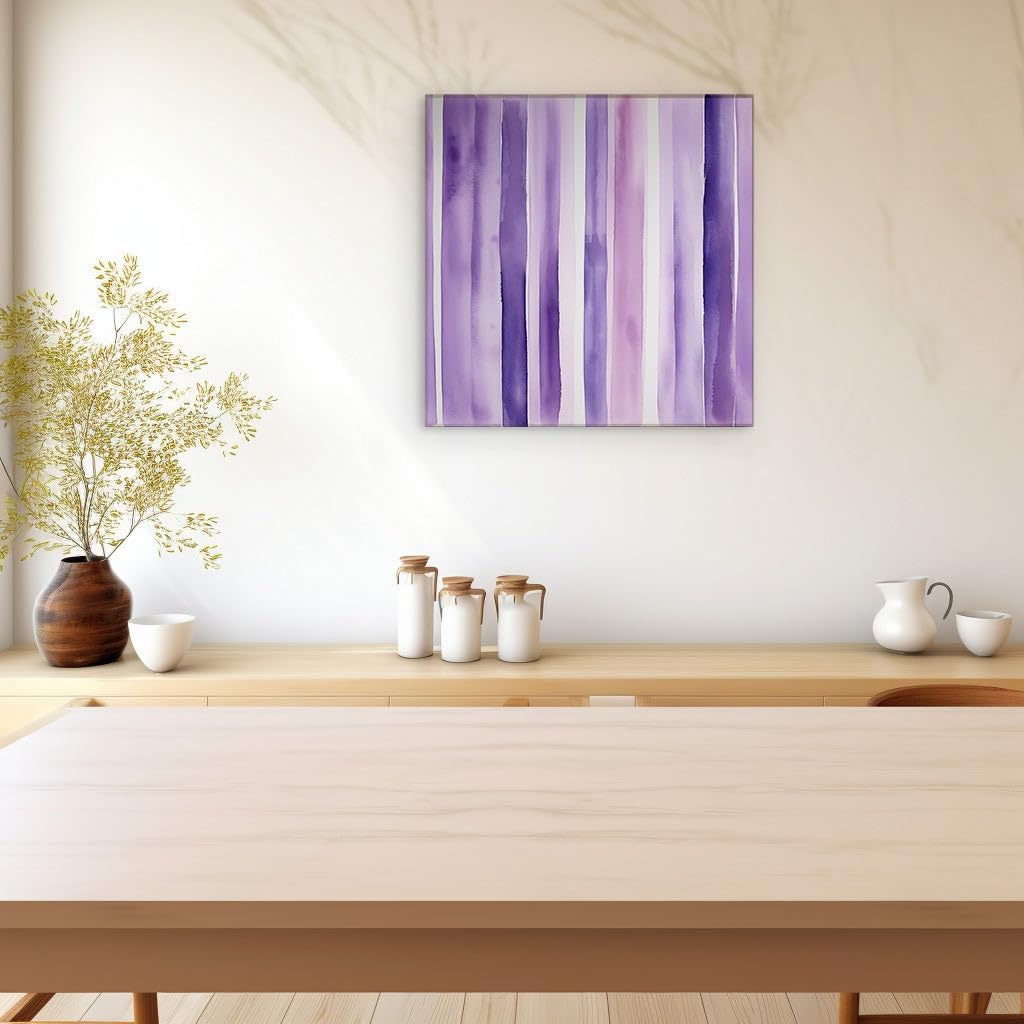 Canvas for Living room. Subtle Hues and Dynamic Stripes A Dance of Purple and Pink in Abstract Watercolor, 27 x 18 inch Canvas Wall Art - Modernist Expressions - Modern Home Decor