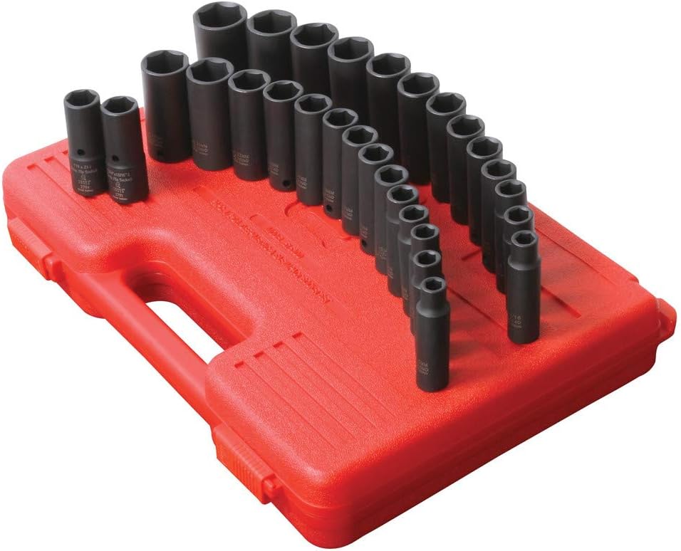 Sunex 5153DD 29-Piece 1/2 in. Drive SAE/Metric Master Double Deep Impact Socket Set