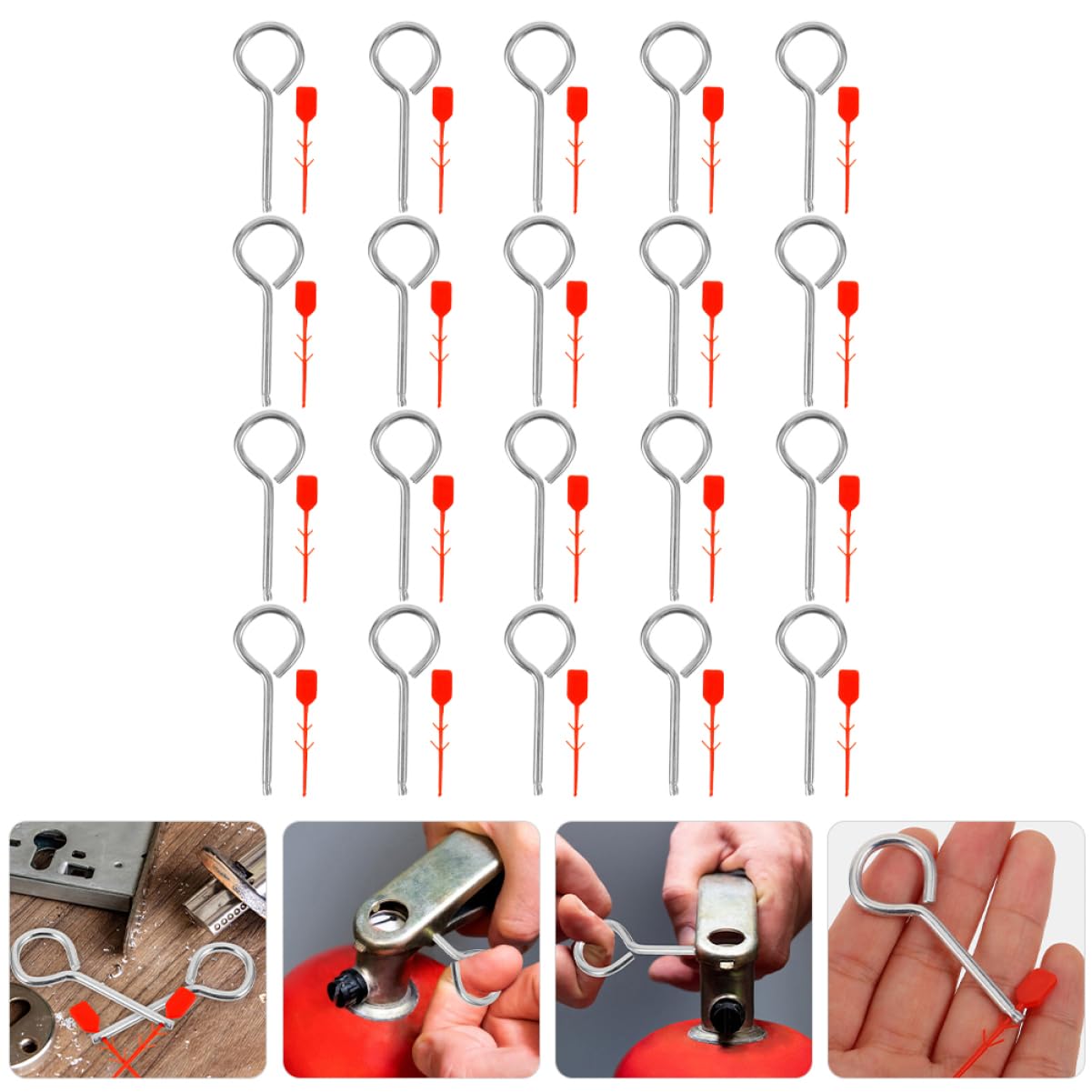 Uonlytech Juego De Pasadores De Seguridad Metálicos Para Extintores, Accesorios De Bloqueo Para Equipos Contra Incendios, Compatibles Hogares y Oficinas, Pack De 20 Unidades