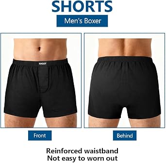 6 Pack Men's Boxer Shorts, Cotton Comfort Stretchy Men's Underwear Trunks, Soft Boxer for Men