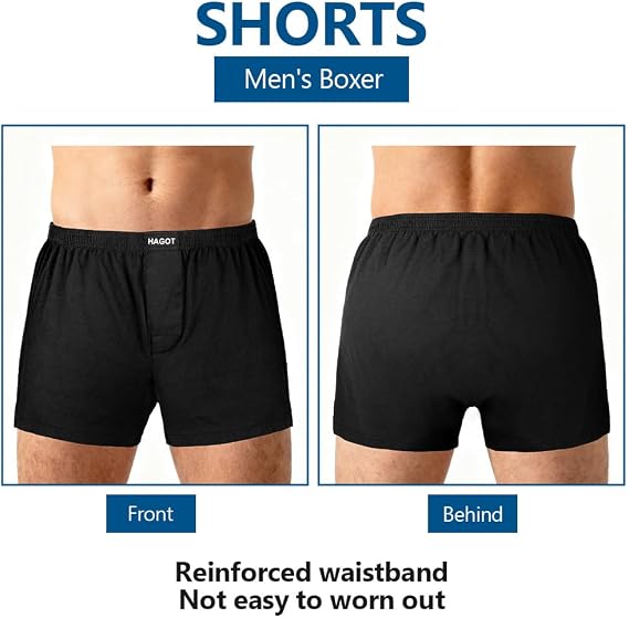 6 Pack Men's Boxer Shorts, Cotton Comfort Stretchy Men's Underwear Trunks, Soft Boxer for Men