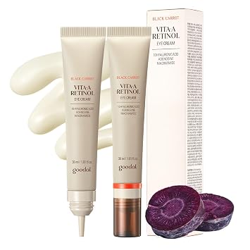 GOODAL Black Carrot Vita-A Eye Cream with Retinol, Daily Under Eye Cream, Smoothing & Hydrating Skin Care, K-Beauty, Korean Skincare, Safe for Sensitive Skin