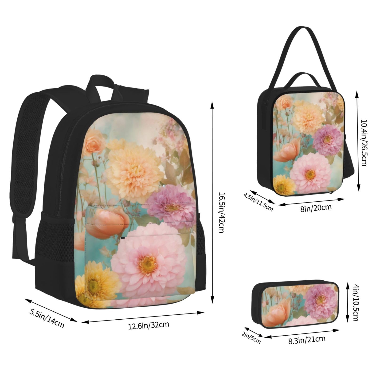 Zaino, borsa portapranzo, astuccio, set da 3 pezzi, per lavoro e