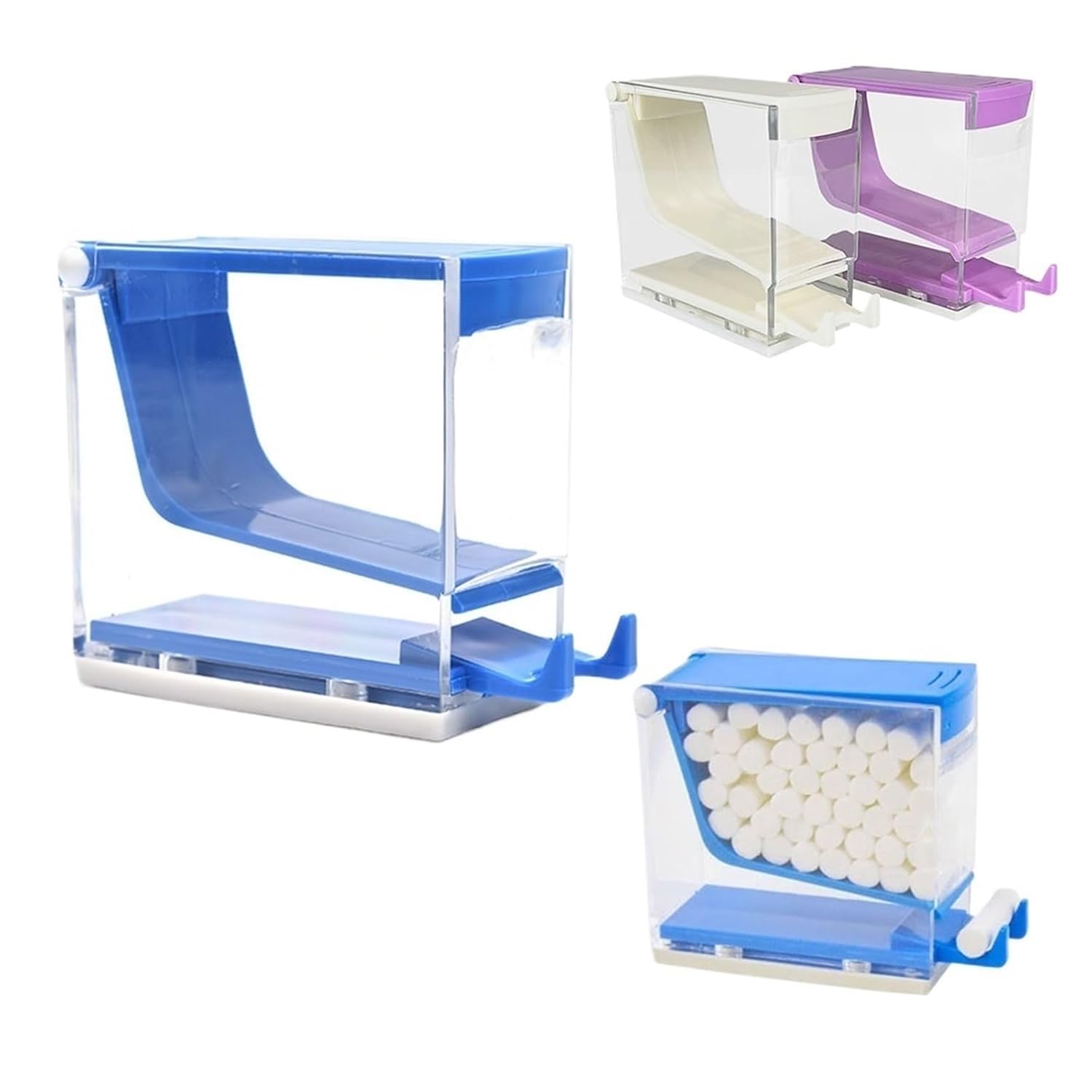 Cotton Roll Dispenser Hygienic Divider Dental Cotton Roll Dispenser Holder Blue Press Type Box Swab Storage Dentistry Organizer Accessories