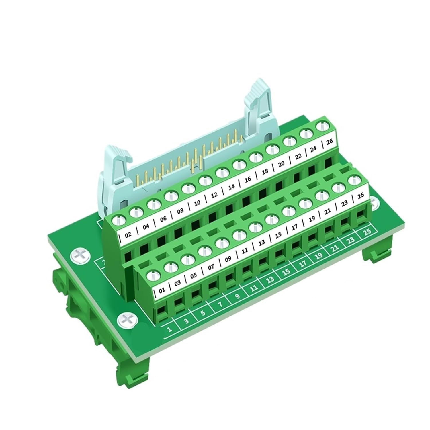 DIN Rail mountable Dual IDC26 Pitch 2.54mm Male Connector Module Breakout Board