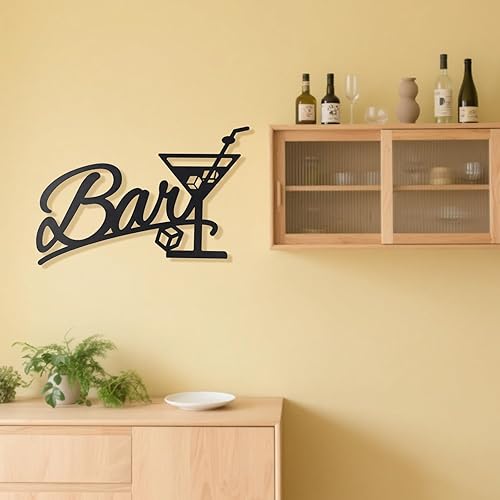 Miniatura 5 de Letrero de barra de metal negro moderno para decoración de bar del hogar, arte de pared de metal para cocina, letrero divertido con letras de barra