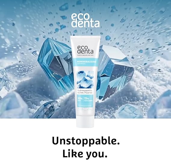 ECODENTA remineralising Toothpaste with xylitol and hydroxyapatite, with Fluoride, Vegan friendly100 ml