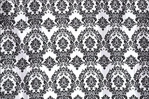 25 Yards Black White Flocking Damask Taffeta Velvet Fabric 58`` Flocked Decor supplier:tableclothmarket