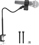 ZealSound Microphone Stand 19inch,Flexible Gooseneck Desktop Mic Stands,Upgraded Microphone Clip Holder for Mics with Outer Diameter 1.03" and 2.59",3/8" to 5/8" Screw Adapter for Blue Yeti and More