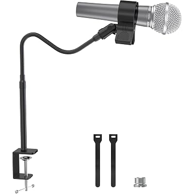ZealSound Microphone Stand 19inch,Flexible Gooseneck Desktop Mic Stands,Upgraded Microphone Clip Holder for Mics with Outer Diameter 1.03" and 2.59",3/8" to 5/8" Screw Adapter for Blue Yeti and More