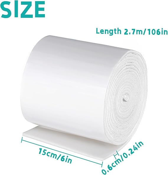 1/4 x 6 x 3 Yard Adhesive Felt Padding Felt Adhesive White Felt Roll Orthopedic Part for Wound Cushioning Cuttable Felt Padding for Provide Cushioning and Support in Pain Foot, 1 Roll