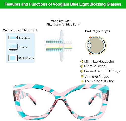 Miniatura 4 de VOOGLAM Gafas de bloqueo de luz azul con estilo de gran tamaño para las mujeres anti fatiga ocular gafas UV Undra