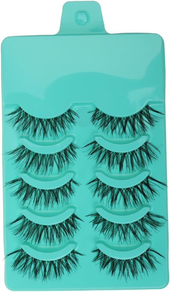 - 5 Pairs Beauty Makeup Handmade Messy Cross Style False Eyelashes Green