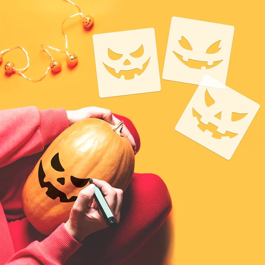 25 Pochoirs De Visage De Citrouille, 15 X 15 Cm, Pochoirs D'Halloween