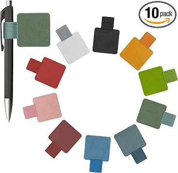 GAQWOK 10-Pack Pen Loop Holder Set, Self-Adhesive Pen Loop Holder for Notebook, Bible, And Journals - Elastic Design with 10 Colors Included