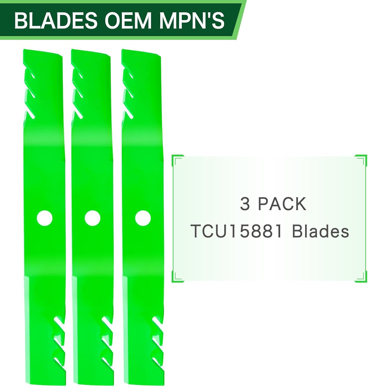 3 Pack 396-730 Mower Blades for 60 inch Deck Replaces OEM John De ere TCU15881 M128485 M131958 M144196 M163983