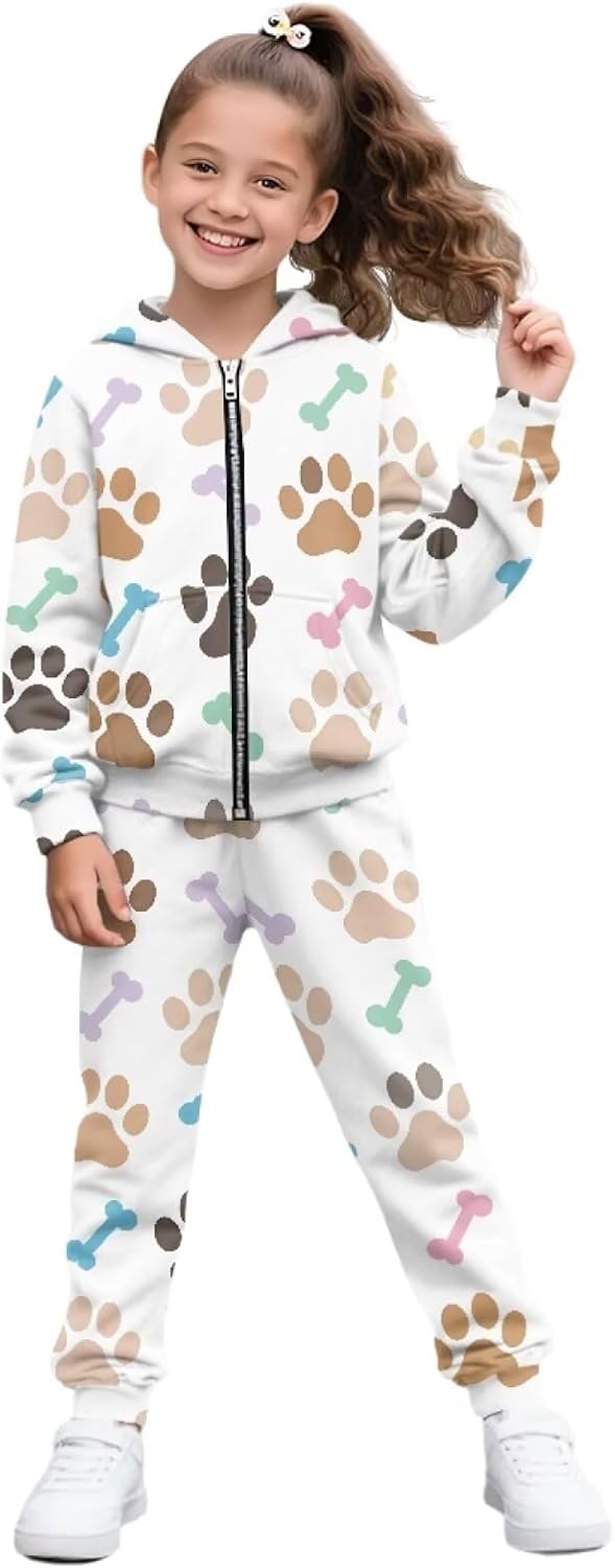 Girls' Jogger Set 2 Piece Oufits Long Sleeve Jacket Girls' Athletic Hoodies Fashion Tracksuit Kids Sweatsuit 6-15Y