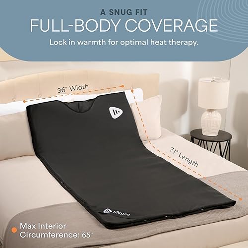 Miniatura 5 de Lifepro Infrared Sauna Blanket for Detox & Relaxation – Low EMF Carbon Fiber Heating, 9 Temp Levels, 5 Colors – Portable Full Body Sauna Blanket