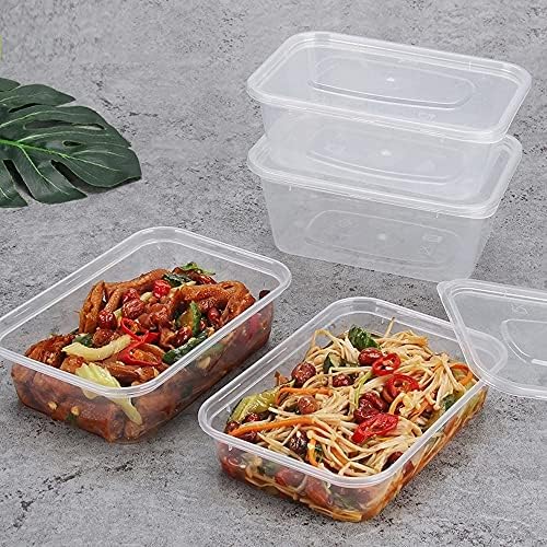 ZNWindsor, Pack of 10 - 750ml Plastic Food Containers with Lids, Takeaway Plastic Containers with lids, Ideal for Meal Prep, Freezer Storage and Microwave Use ( 750ml - 17.3x11.7x5.2 cm)