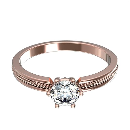Bague De Fiançailles En Or 14 Carats - Diamant 0,49 Carat Rond Brillant - Taille 54 - Couleur G, Clarté SI1