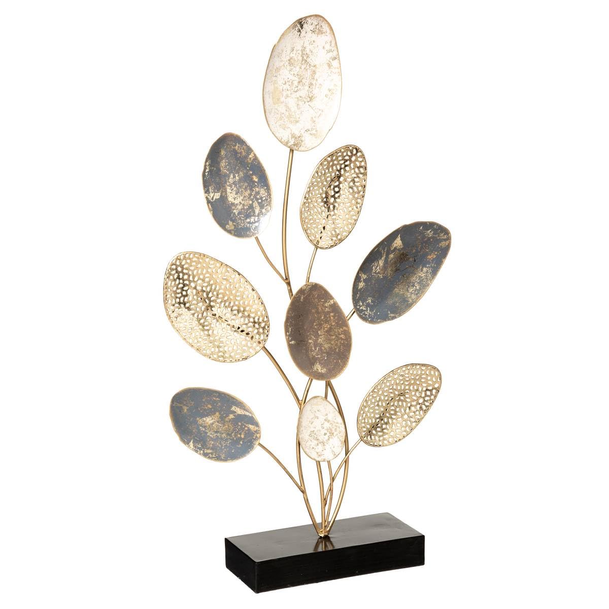 Atmosphera - Objeto Decorativo «Feuilles» - Metal - Plata y Dorado H 53 cm