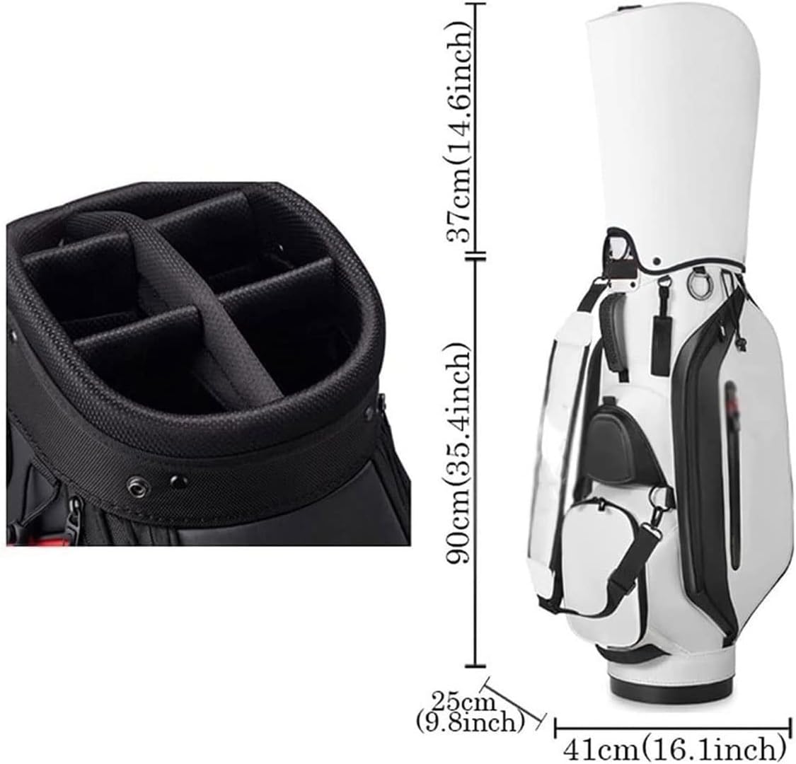 Golf Stand Bags for Men Women Portable Lightweight Golf Club Cart Bags Leather Golf Club Carry Bags Golf Equipment (Color : Black)