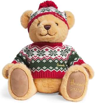 Harrods 2026 Christmas Bear, Plush Teddy Bear with Red Knit