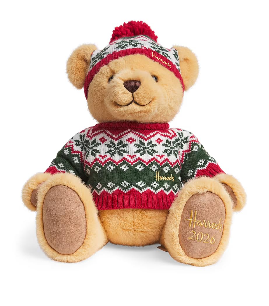 Harrods 2026 Christmas Bear, Plush Teddy Bear with Red Knit