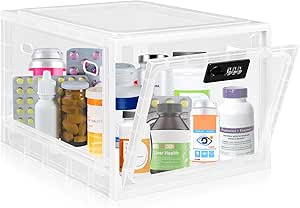 Medicine Lock Box for Safe Medication, Premium Material Lockable Storage Box Locking Organizer Bin with Combination Code for Fridge Food/Snacks/Phone/Tablet Jail/Home/Office Storage Lockers