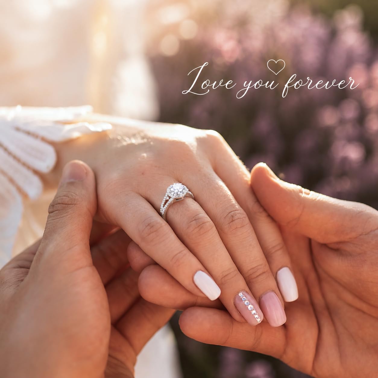 Halo 1 Karat Moissanit Ring für Damen Engagement Verlobungsring