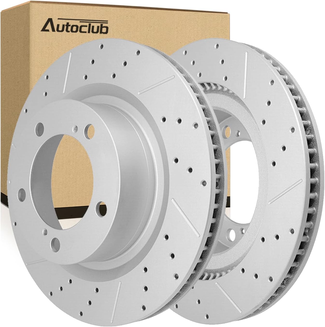 AUTOCLUB [5-Lug] 13.94" Brake Rotors Front for 2008 2009 2010 2011 2012 2013 2014 2015 2016 2017 2018 2019 2020 2021 Toyota Tundra Sequoia, for Land Cruiser LX570 Brakes, Drilled Slotted Replacement