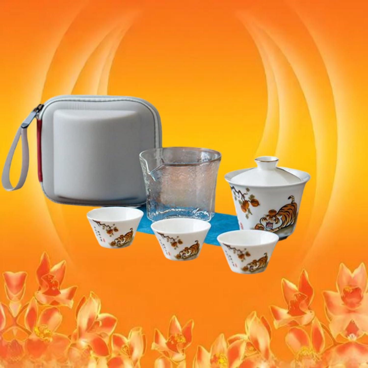 虎年旅行茶具套装 Glass Tea Cup,Ceramic cup Set,Zi Sha Tea Cup,Ceramic Teapot,Purple Clay Tea 虎年便携式旅行茶具套装 Ceramic Coffee Mugs Set,Microwave & Dishwasher Safe,Gift for Man and Women