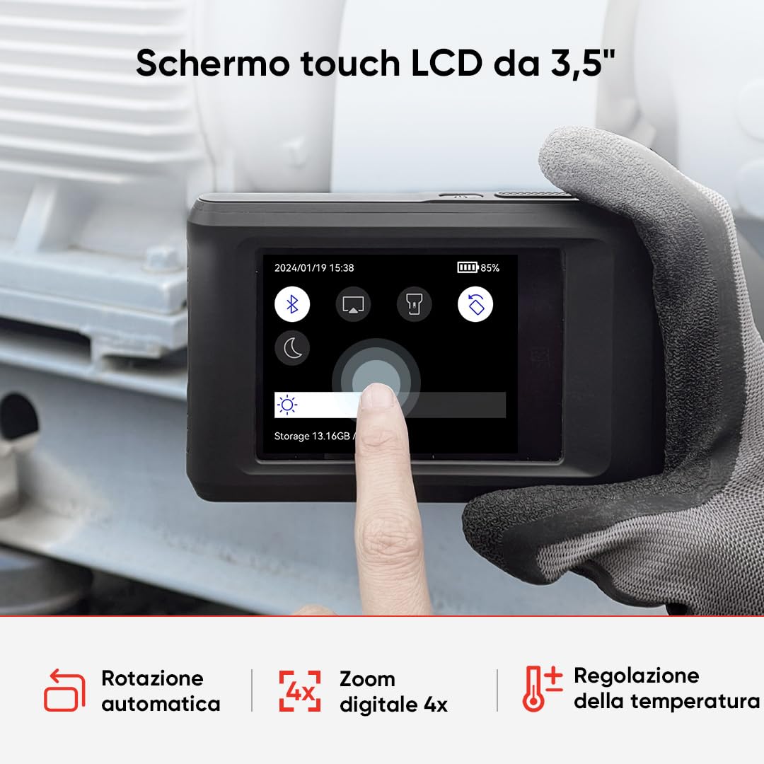 HIKMICRO Telecamera termica da PocketC con risoluzione IR di 256 x 192 pixel e camera visiva da 8MP, 25 Hz, scanner termico con schermo touch da 3,5 pollici, IP54, -20℃~400℃, senza WiFi