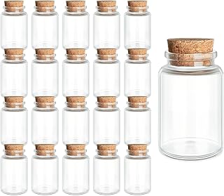 21-Pack 20ml (0.68 oz) Glass Bottles with Cork Stoppers – for Spell Bottles, Spice Jars, DIY Party Favors, Travel Memories & Plant Propagation – Empty Recyclable Containers for Crafts, Kitchen,Décor
