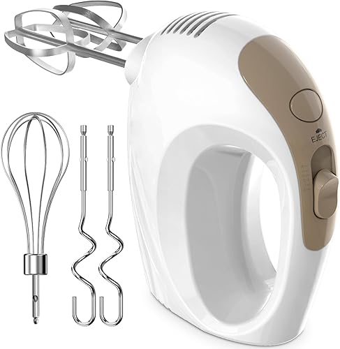 Hand Mixer, 5 Speed Electric Cake Whisk Food Mixer Self-Control/Turbo Boost with 5 Stainless Steel Accessory Food Beater for Cake Bread (one size)