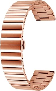 Kai Tian Uhrenarmband 20mm 22mm Edelstahl Metall Armband Horizontale Streifen, Schnellverschluss Silber Schwarz Grau für Damen Herren