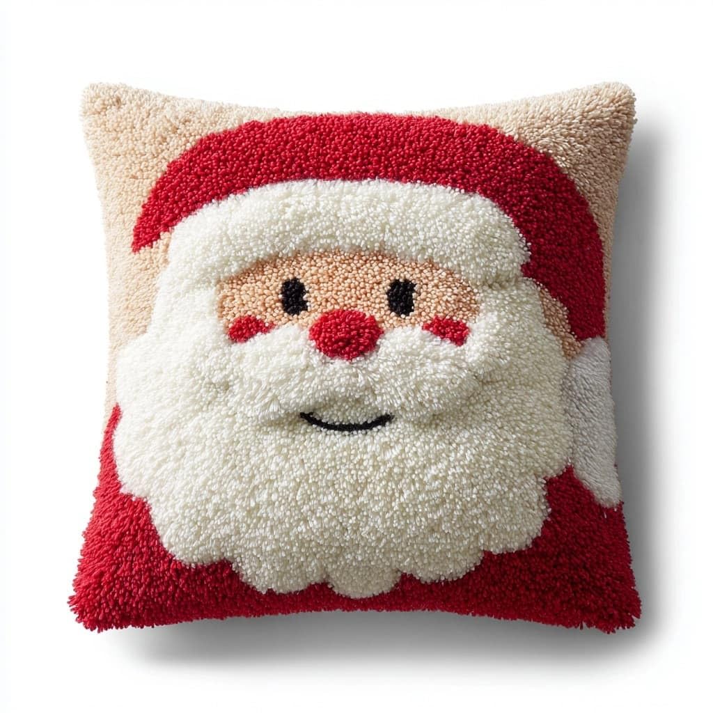 Henypt Latch Hook Pillow Kit,Latch Hook Kits, Santa Claus