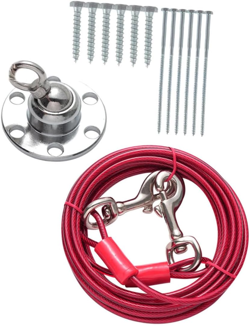 Dog Ground Anchor Tie Out Cable Retractable Tie for Large Dogs Pet Stake 360° Rotating Ball