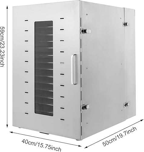 Miniatura 8 de Deshidratador de alimentos de 16 bandejas para carne seca de acero inoxidable de 1500 W, máquina deshidratadora comercial de alimentos con